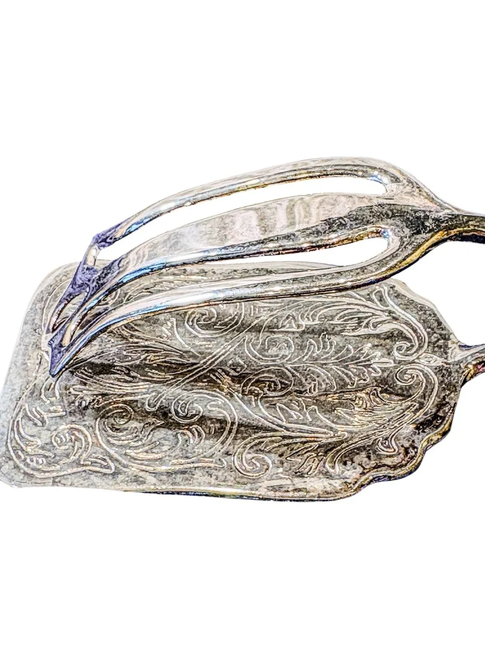 Vintage Silver Plate Pastry Tongs Ornate Floral Engraved Dessert Server